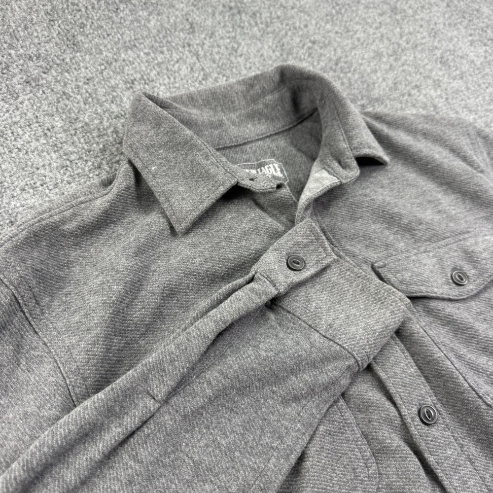 American Eagle Button Down XS Gray Long Sleeve Flannel Work Shirt Mens